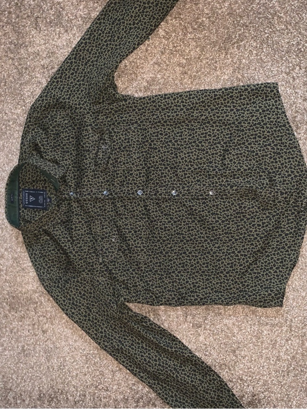 Guess Olive and Black Leopard Print Shirt